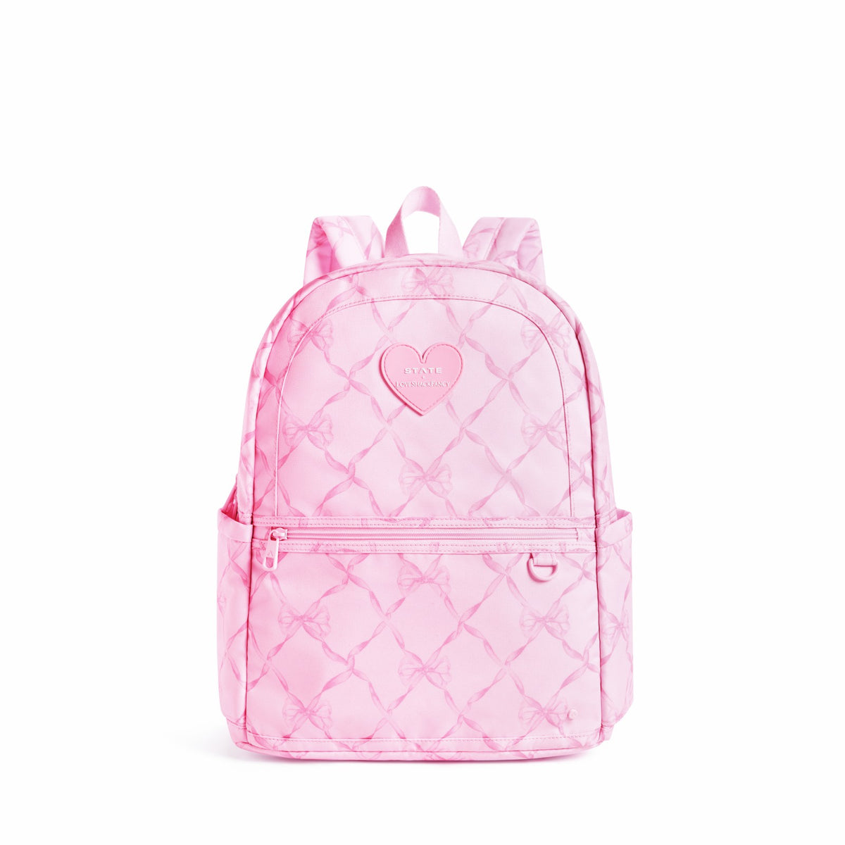 STATE x LoveShackFancy Kane Double Pocket Backpack Recycled Polyester Canvas Pink Peppermint | State Bags Classic