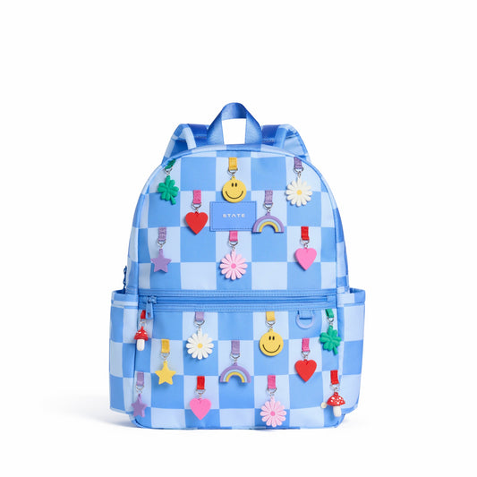 Kane Kids Travel Backpack Charms Blue Checkerboard | State Bags Featured