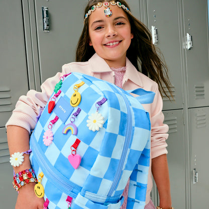 Kane Kids Travel Backpack Charms Blue Checkerboard | State Bags Featured