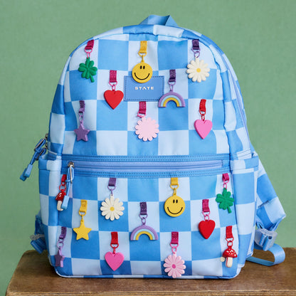 Kane Kids Travel Backpack Charms Blue Checkerboard | State Bags Featured
