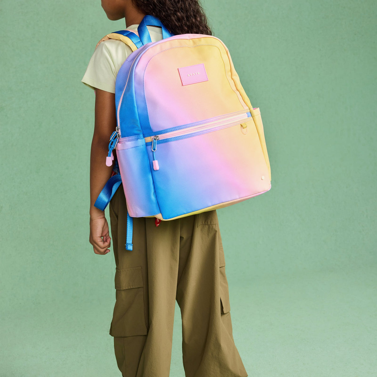 Kane Kids Backpack Polyester Canvas Blue/Pink/Yellow Gradient | State Bags Featured