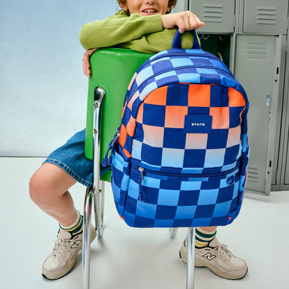 Kane Double Pocket Backpack Recycled Polycanvas Gradient Checkerboard | State Bags Trending