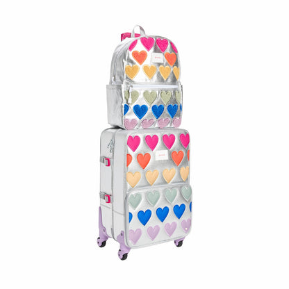 Logan Suitcase Metallic Patchwork Hearts | State Bags Great Value