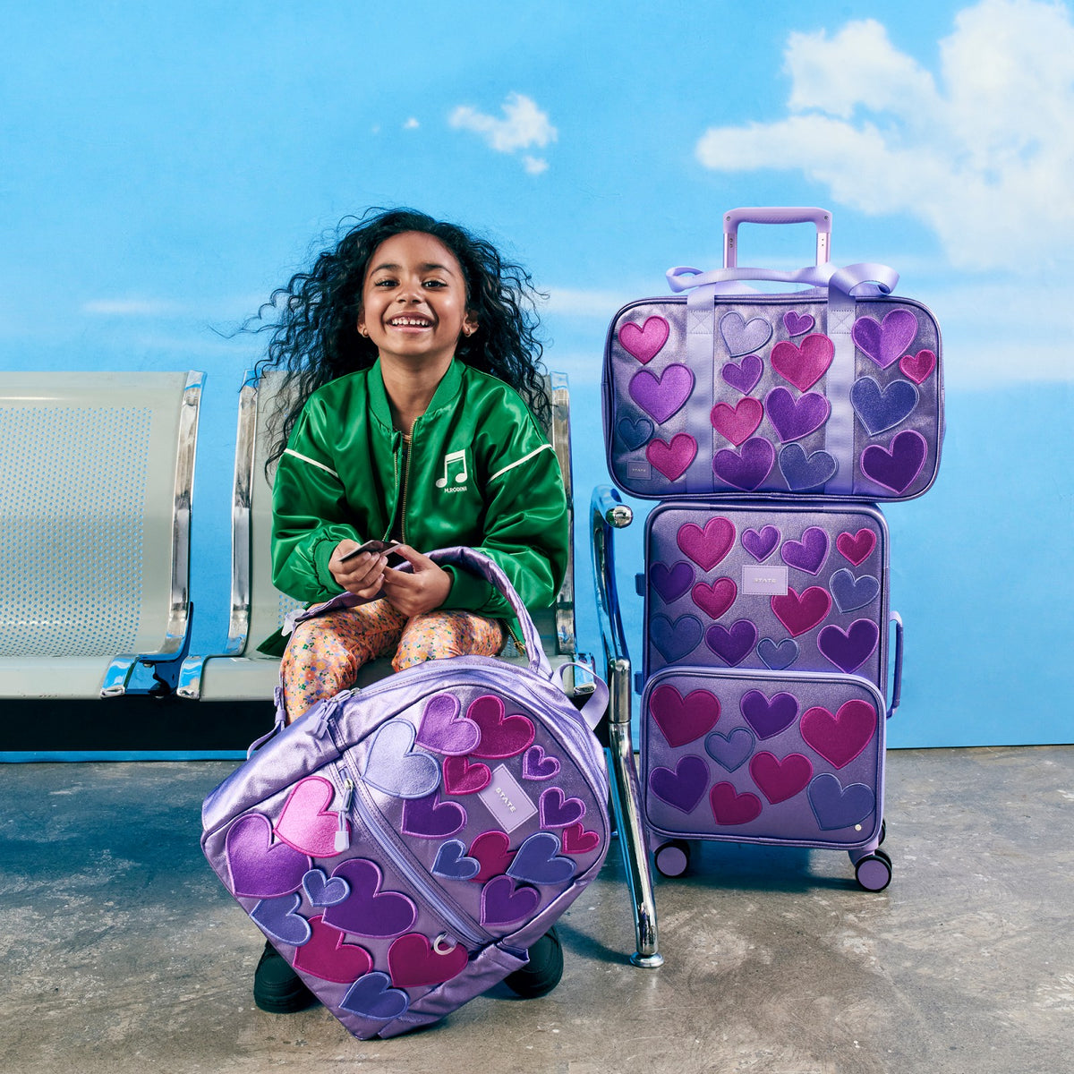 Logan Suitcase Metallic 3D Hearts | State Bags Special Offer