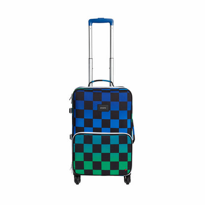 Logan Suitcase Printed Canvas Blue Checkerboard | State Bags Featured
