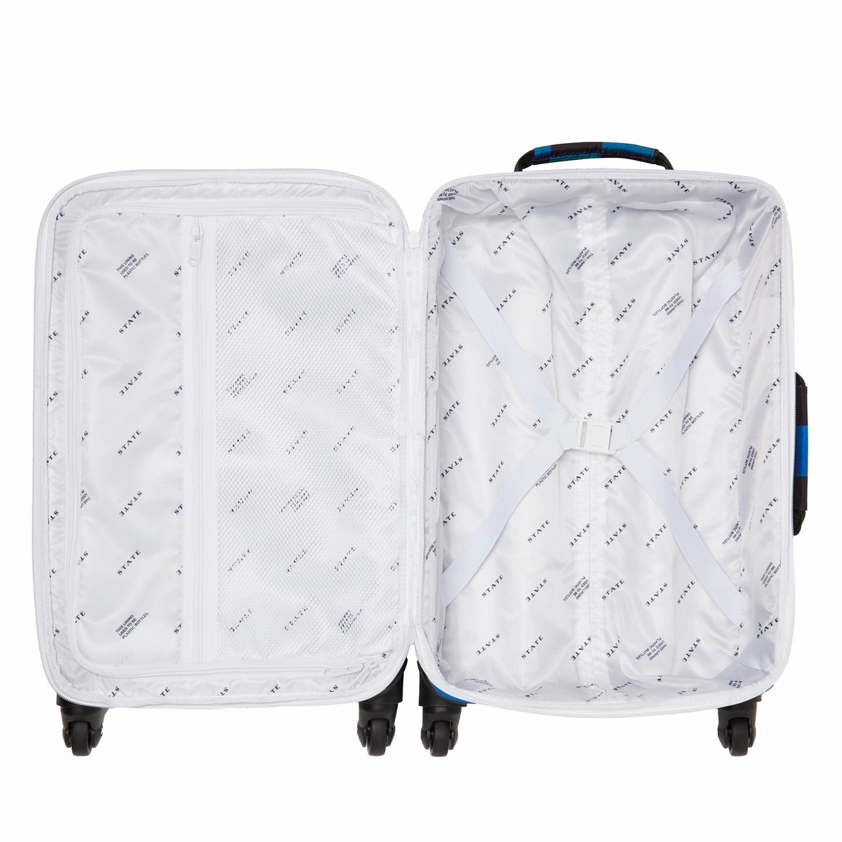 Logan Suitcase Printed Canvas Blue Checkerboard | State Bags Featured