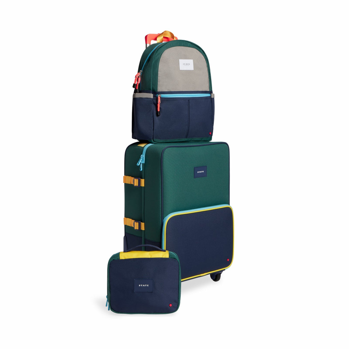 Logan Suitcase Color Block Green/Navy | State Bags Smart Buy