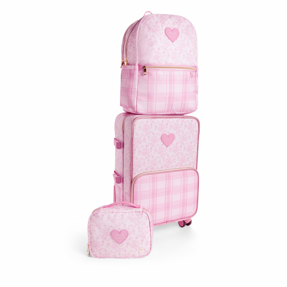 STATE x LoveShack Fancy Logan Carry-On Suitcase Polyester Canvas Pink Vanilla | State Bags Customer Favorite