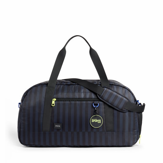 Fenway Sports Duffle Black Grey Striped | State Bags Special Offer