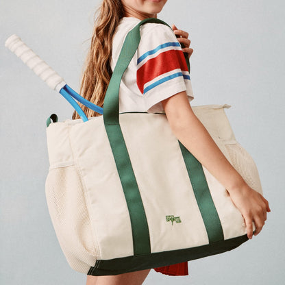 Riley Tennis Tote Nylon Ivory/Green | State Bags Trending