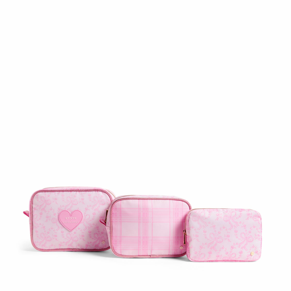 STATE x LoveShackFancy Travel Pouch Set Nylon Pink Vanilla | State Bags Quality