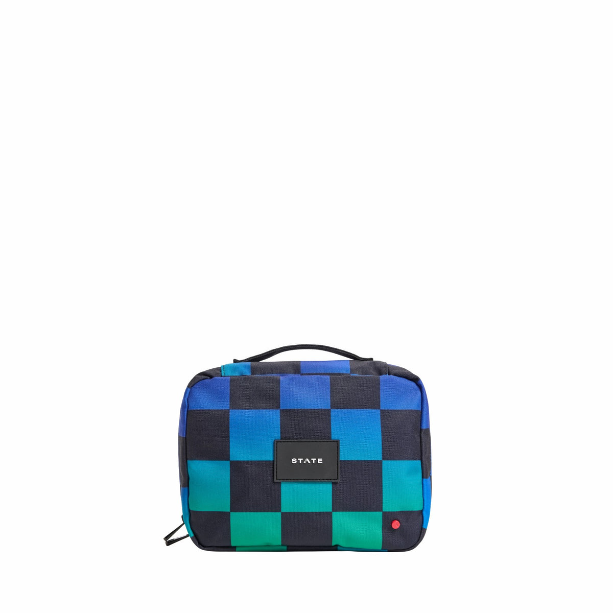 Bensen Toiletry Kit Recycled Polyester Canvas Blue Checkerboard | State Bags Discount