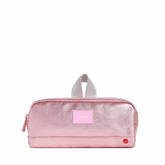 Clinton Pencil Case Metallic Pink/Silver | State Bags Classic