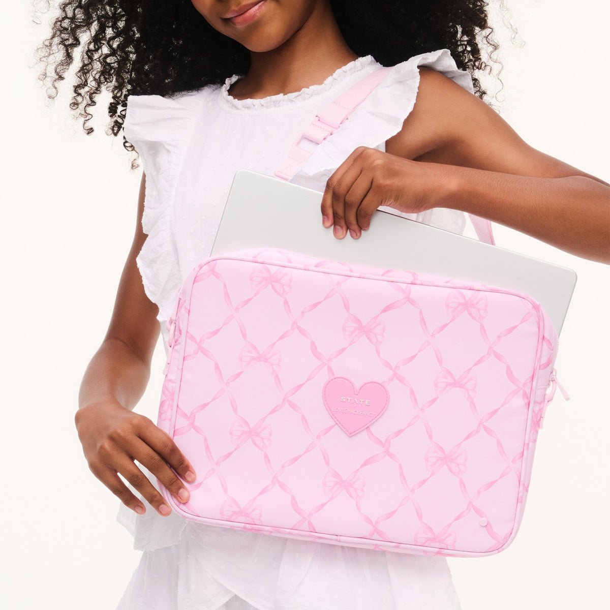 STATE x LoveShackFancy Allen Laptop Case Pink Peppermint | State Bags Sale