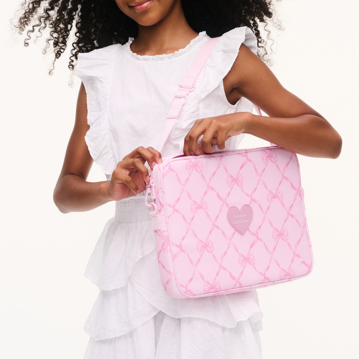 STATE x LoveShackFancy Allen Laptop Case Pink Peppermint | State Bags Sale