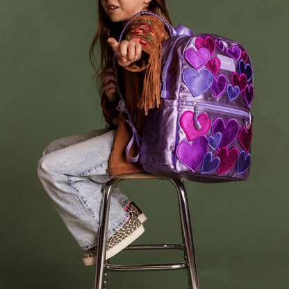 Kane Kids Travel Backpack Metallic 3D Hearts | State Bags Trending