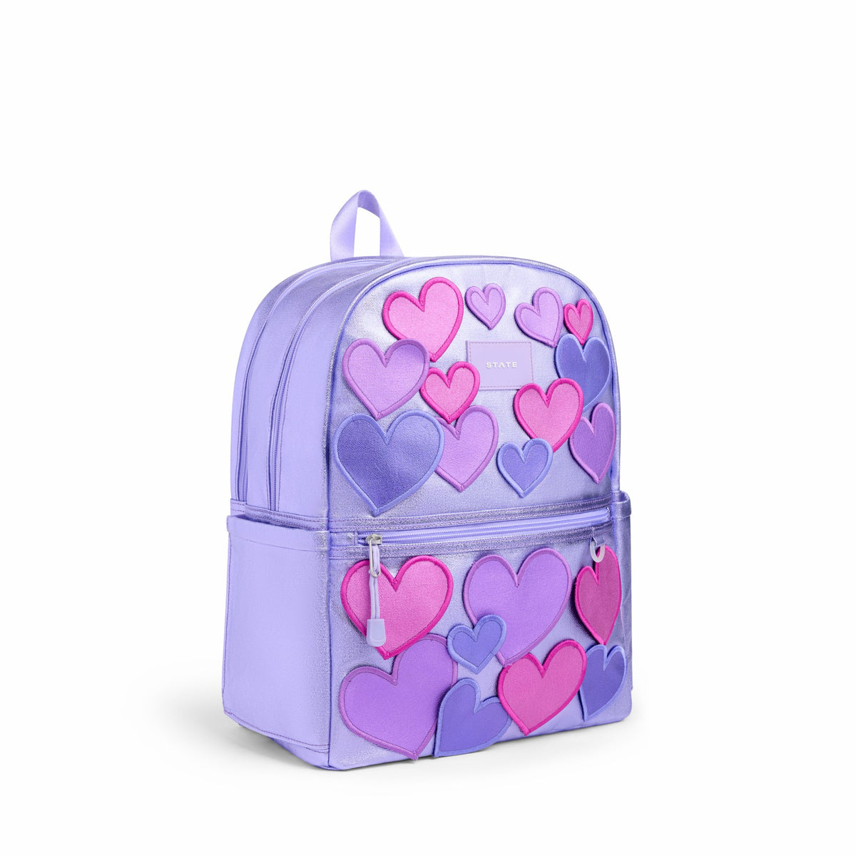 Kane Double Pocket Backpack Metallic 3D Hearts | State Bags Everyday