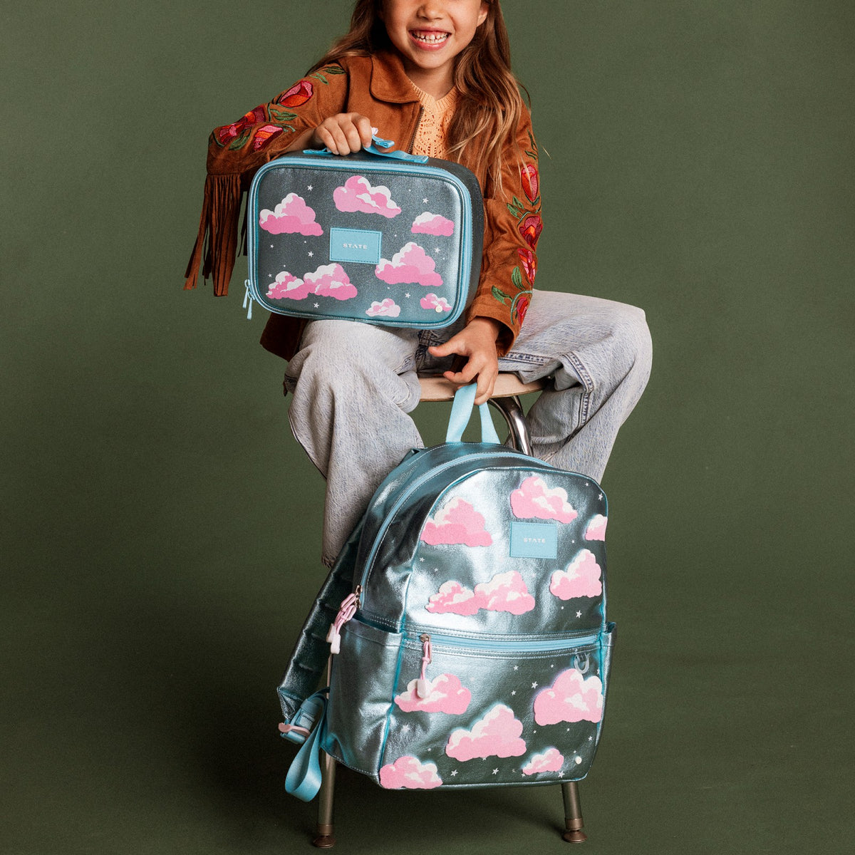 Kane Double Pocket Backpack Metallic Clouds | State Bags Best Price