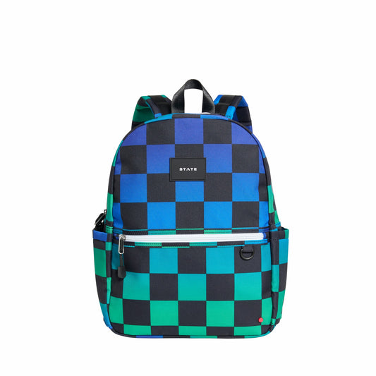 Kane Kids Travel Backpack Printed Canvas Blue Checkerboard | State Bags Great Value