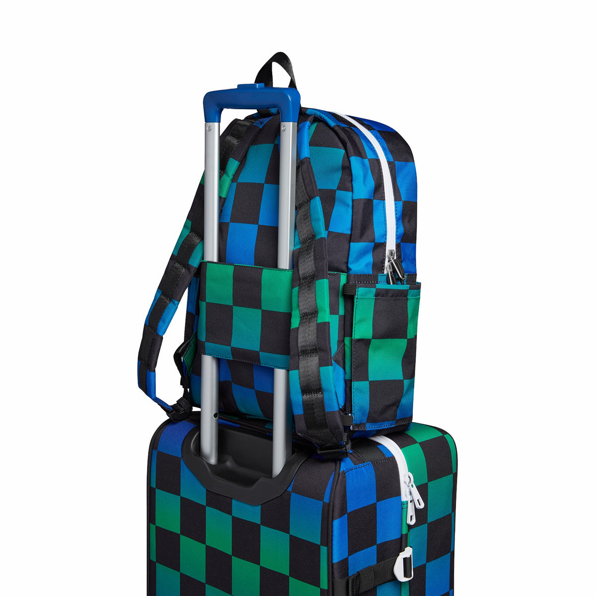 Kane Kids Travel Backpack Printed Canvas Blue Checkerboard | State Bags Great Value