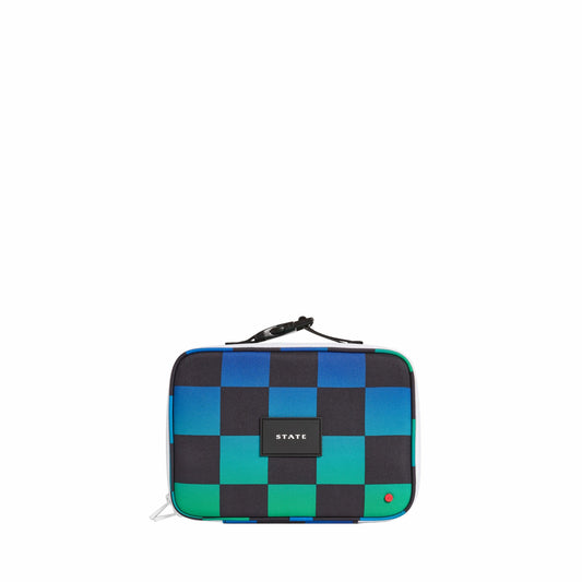 STATE Bags Rodgers Lunch Box Recycled Poly Canvas Blue Checkerboard | State Bags Special Offer