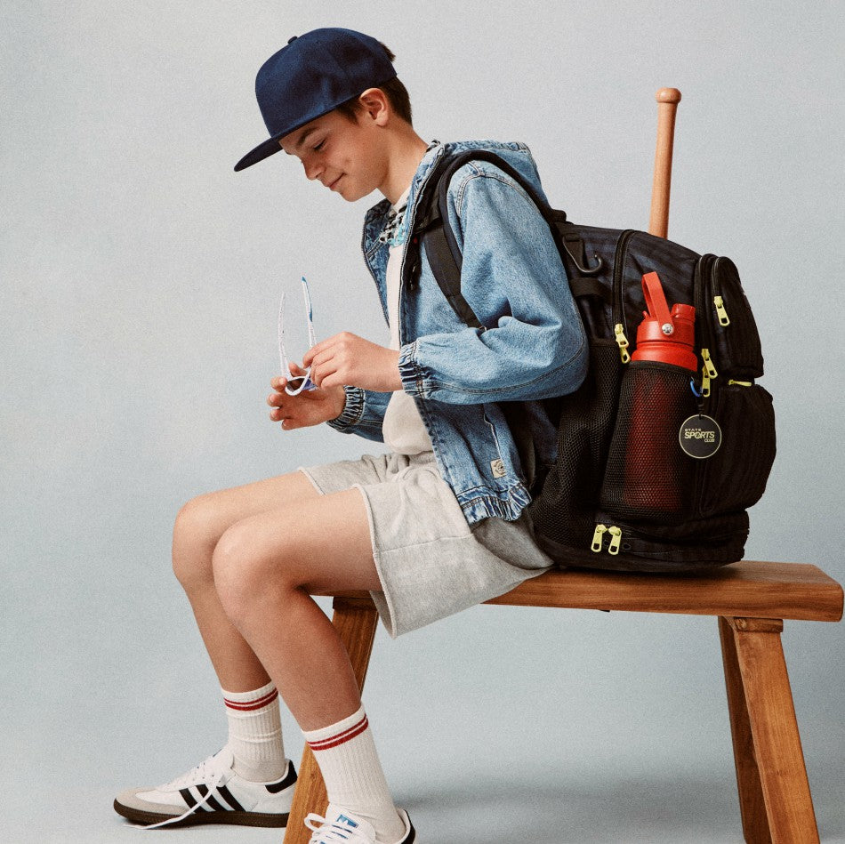 Shea Baseball Backpack Black Grey Striped | State Bags Sale
