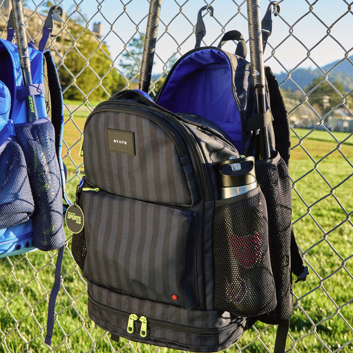 Shea Baseball Backpack Black Grey Striped | State Bags Sale