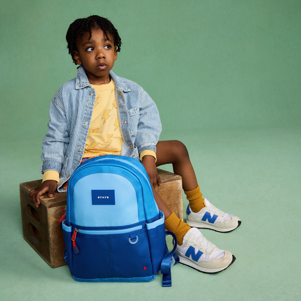 Kane Kids Mini Backpack Recycled Polycanvas Blue/Light Blue Colorblock | State Bags Popular