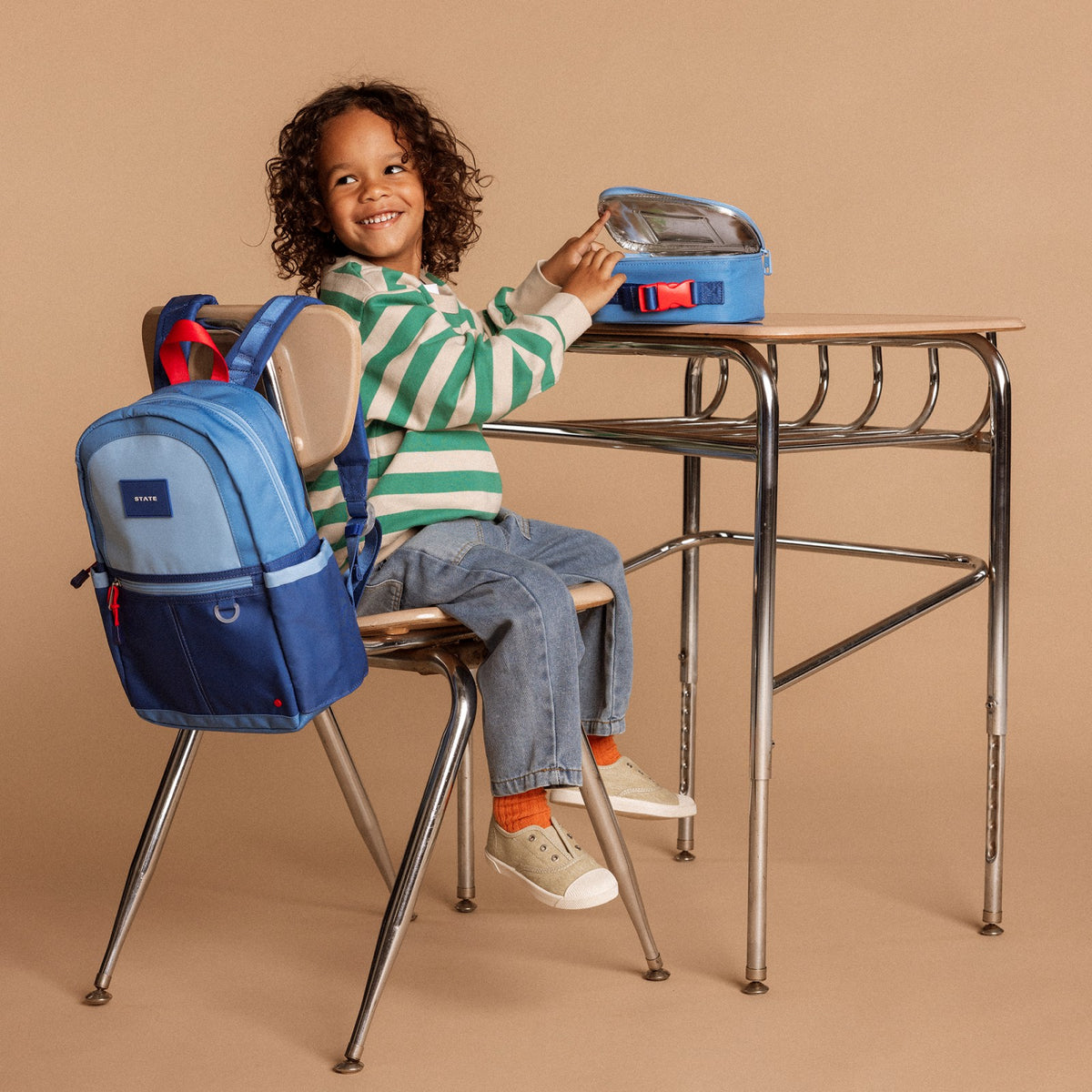 Kane Kids Mini Backpack Recycled Polycanvas Blue/Light Blue Colorblock | State Bags Popular