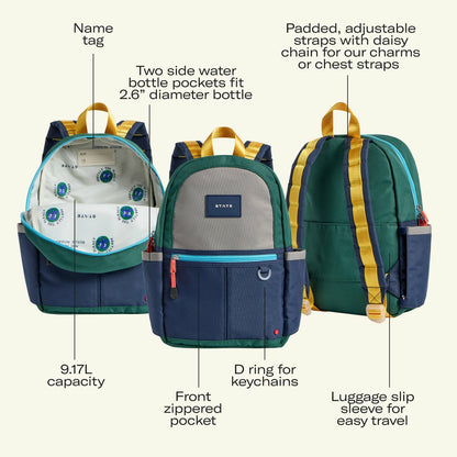 Kane Kids Mini Backpack Recycled Polycanvas Blue/Light Blue Colorblock | State Bags Popular