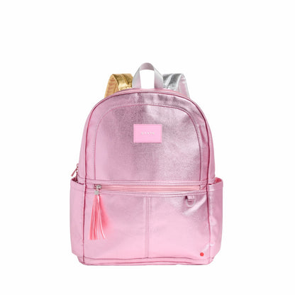 Kane Kids Double Pocket Backpack Metallic Pink/Silver | State Bags Trending
