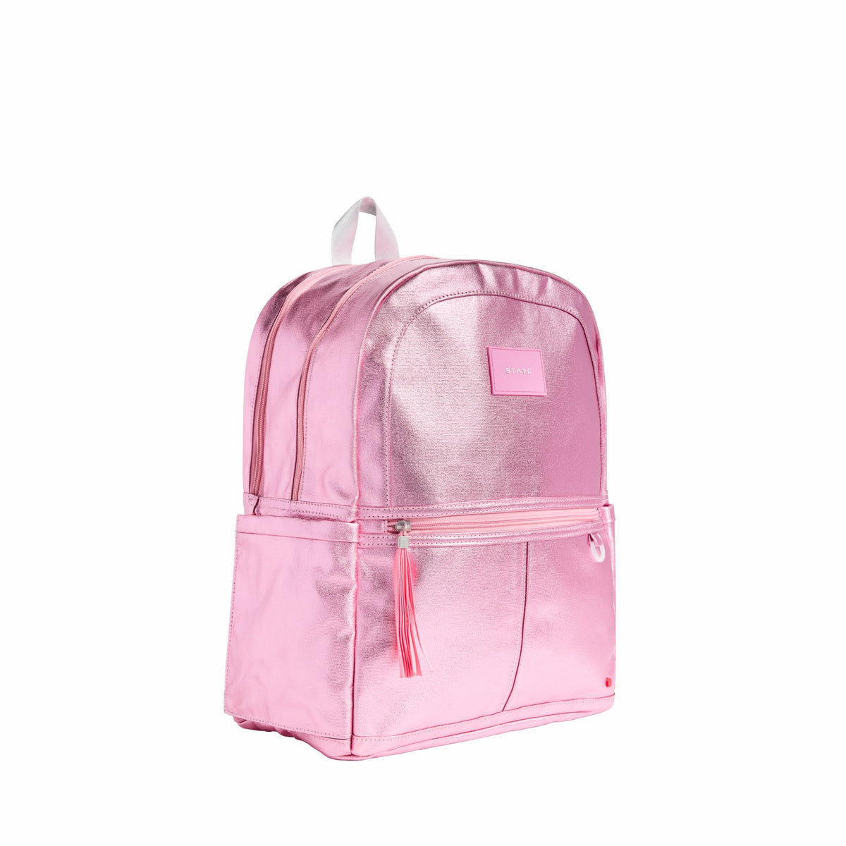 Kane Kids Double Pocket Backpack Metallic Pink/Silver | State Bags Trending