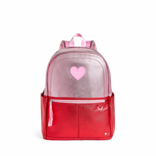 Kane Kids Double Pocket Backpack Metallic Pink/Red Colorblock | State Bags Customer Favorite