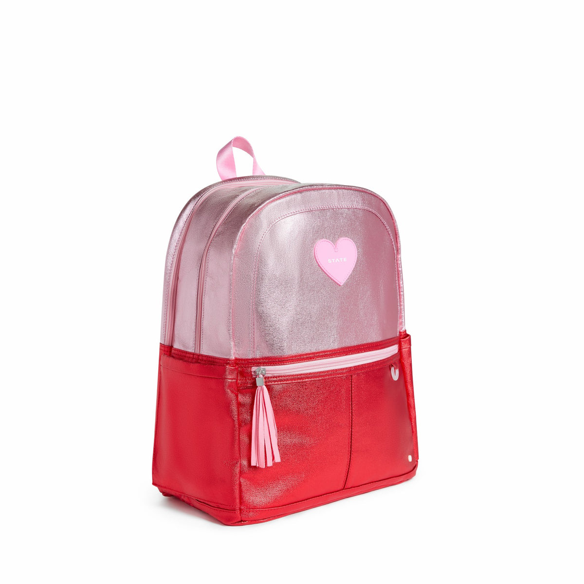 Kane Kids Double Pocket Backpack Metallic Pink/Red Colorblock | State Bags Customer Favorite