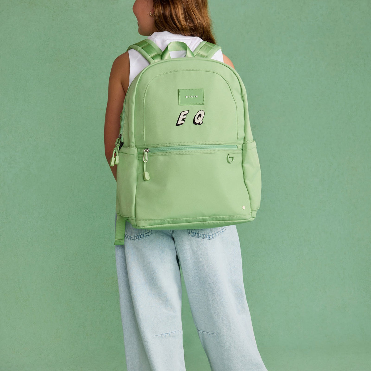 Kane Kids Double Pocket Recycled Polyester Canvas Green | State Bags Everyday