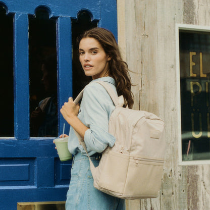 Evans Double Pocket Backpack Recycled Nylon Sand | State Bags Everyday