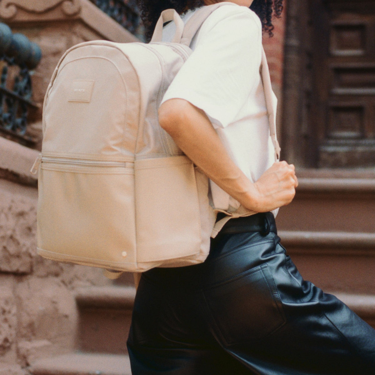 Evans Double Pocket Backpack Recycled Nylon Sand | State Bags Everyday