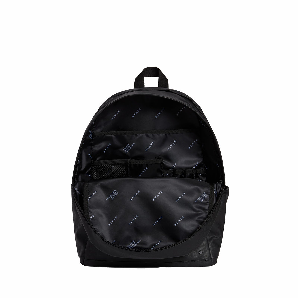 Kane Double Pocket Large Backpack Coated Canvas Black | State Bags Best Seller