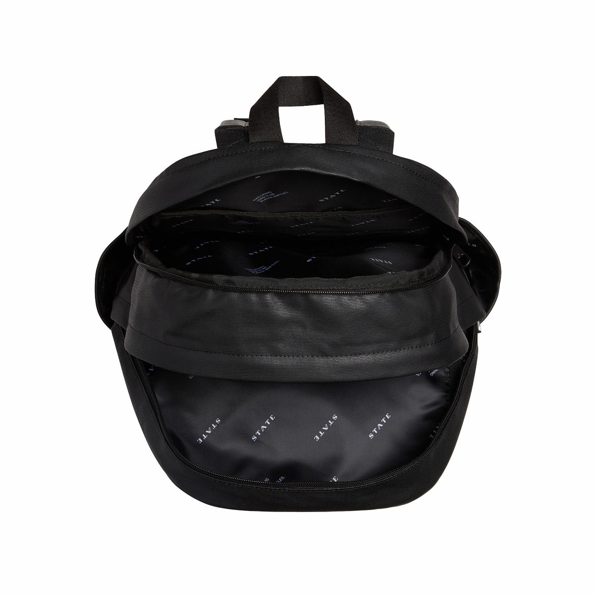 Kane Double Pocket Large Backpack Coated Canvas Black | State Bags Best Seller