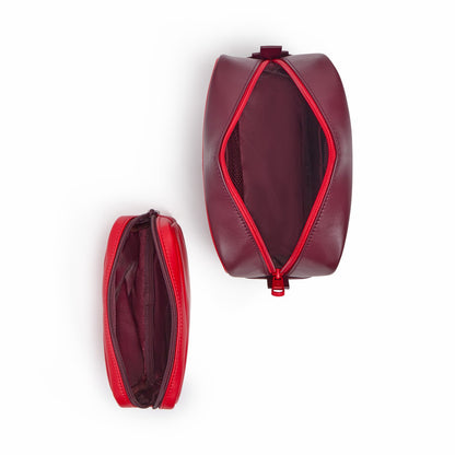 Travel Pouch Set of Two Vegan Leather Burgundy | State Bags Discount