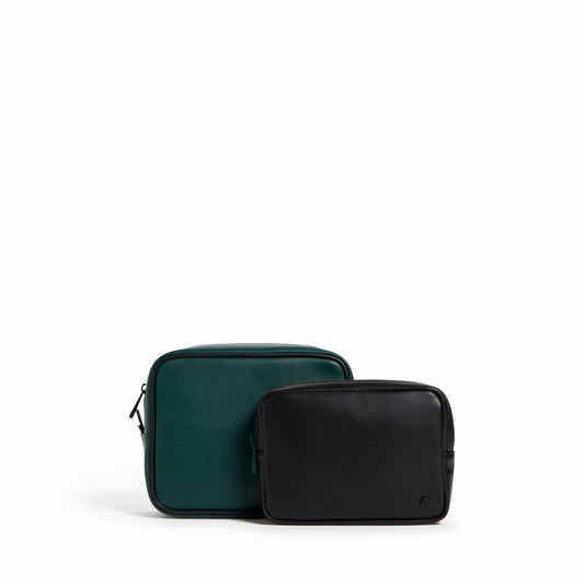 Travel Pouch Set of Two Vegan Leather Olive | State Bags Exclusive