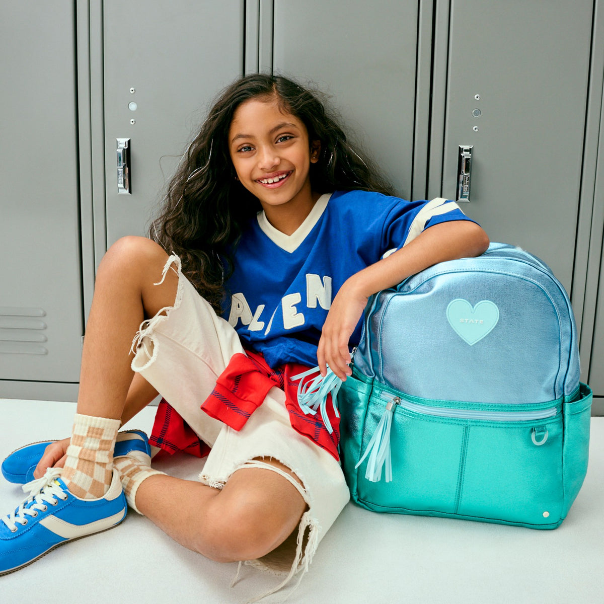 Kane Kids Travel Backpack Metallic Blue/Turquoise Colorblock | State Bags Best Seller