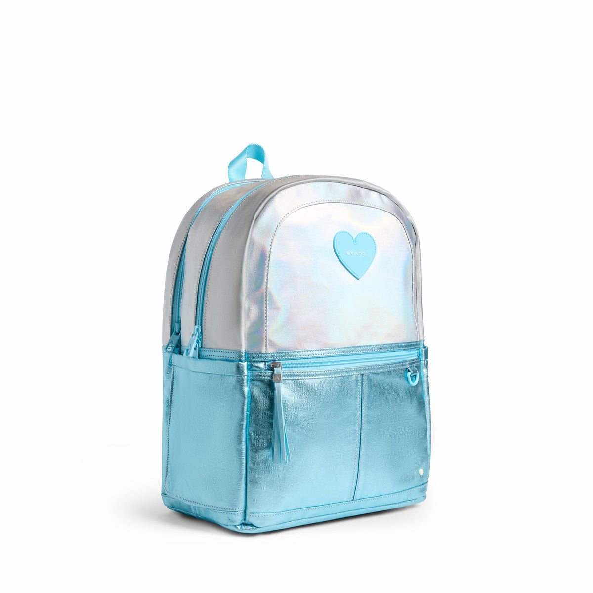 Kane Double Pocket Backpack Metallic Blue Irisdescent | State Bags Premium