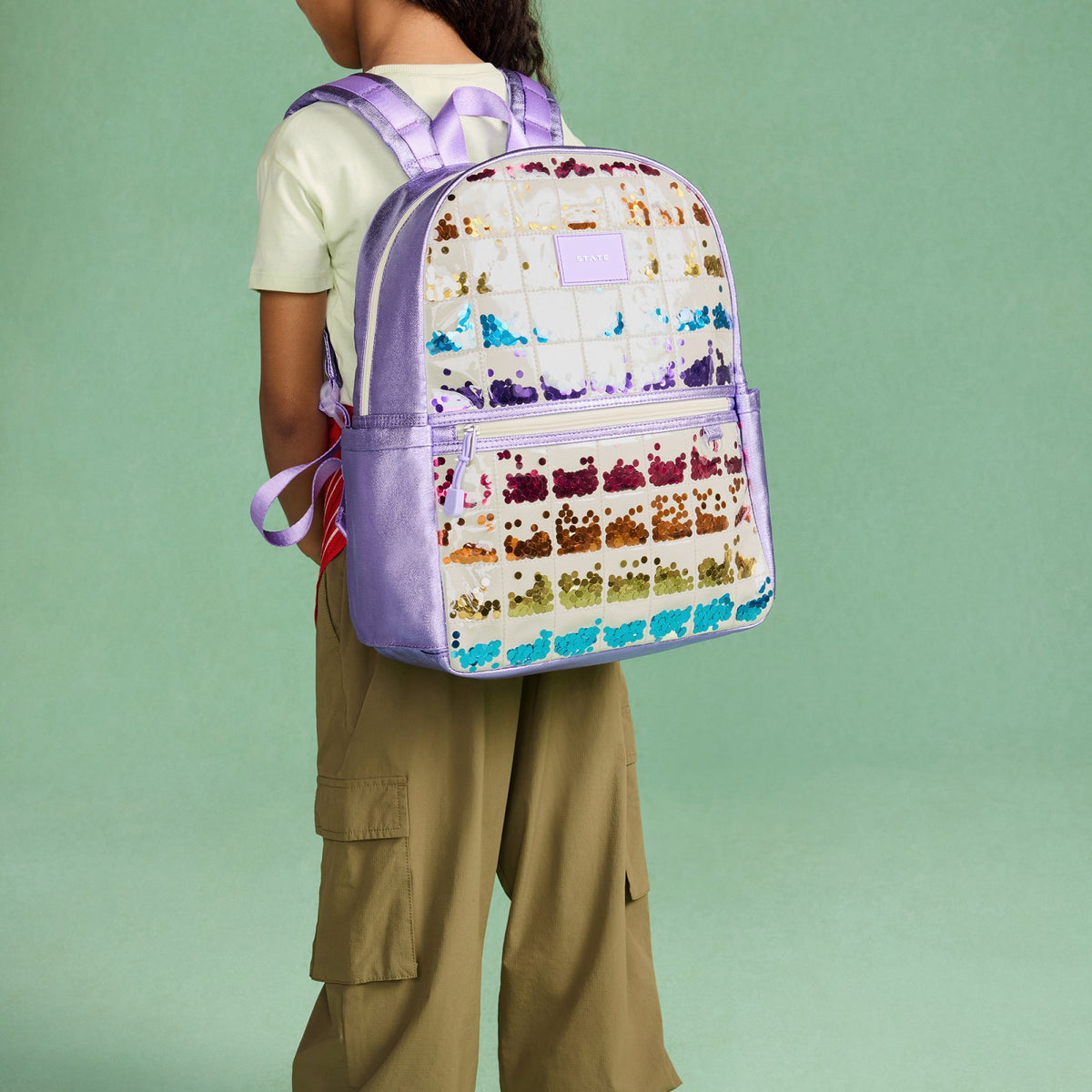 Kane Kids Backpack Lilac Quilted Sequins | State Bags Exclusive