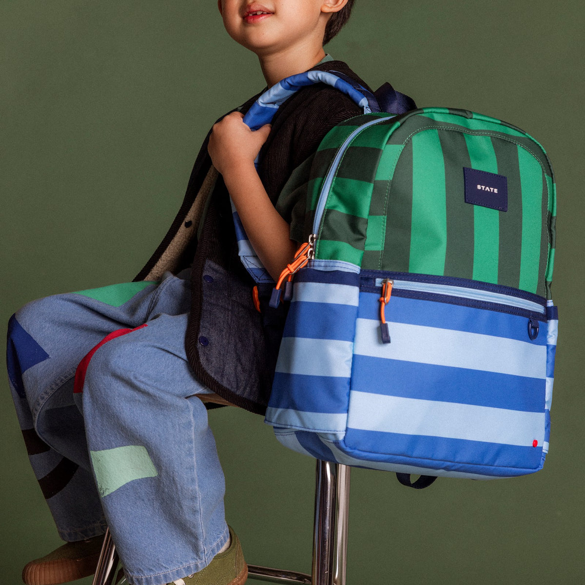 Kane Kids Travel Backpack Recycled Polyester Canvas Stripe | State Bags Sale