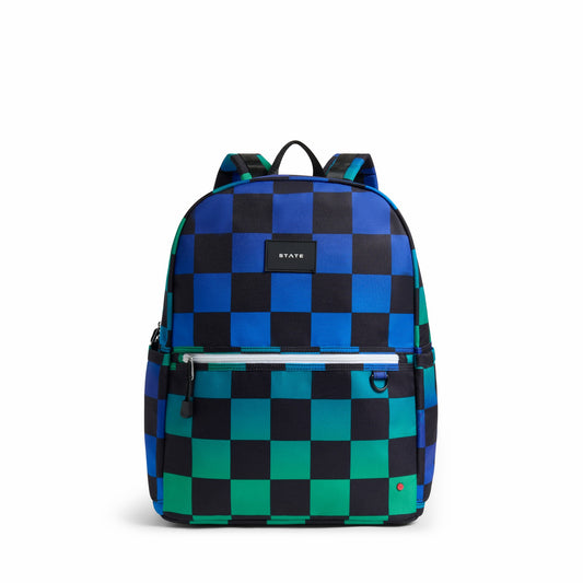 Kane Kids Large Backpack Recycled Poly Canvas Blue Check | State Bags Hot Sale