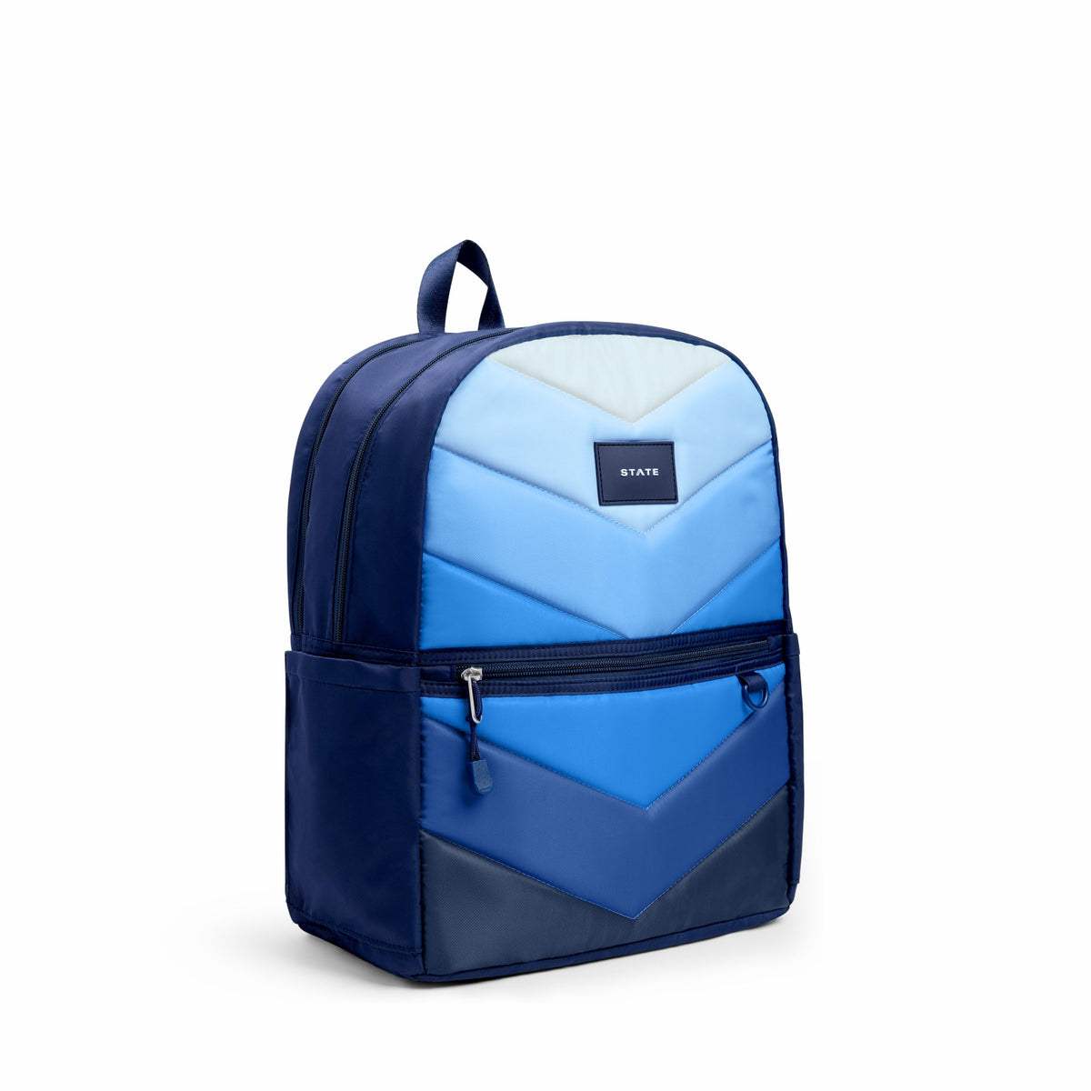 Kane Kids Double Pocket Nylon Puffer Blue Chevron | State Bags Premium
