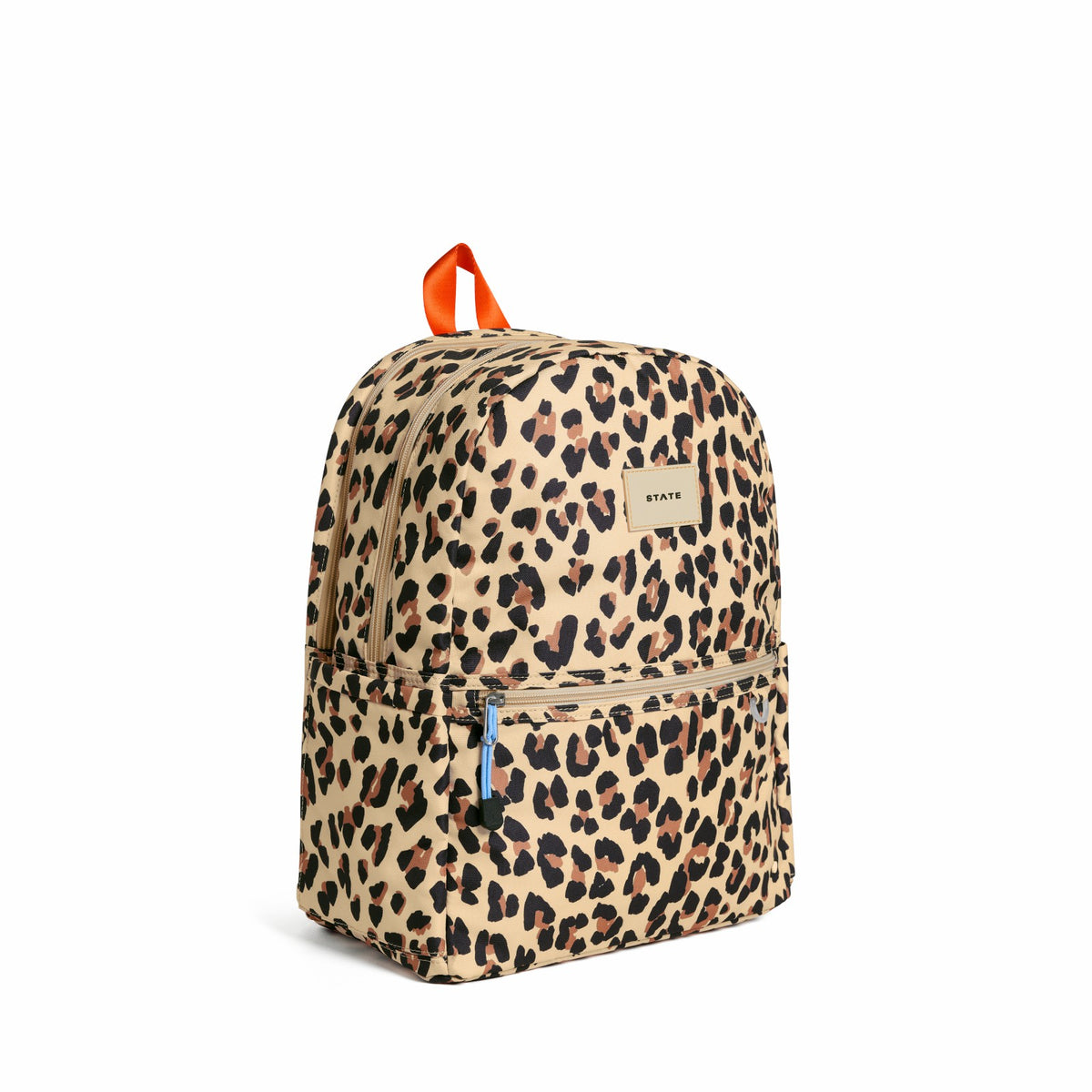 Kane Kids Double Pocket Backpack Recycled Poly Canvas Leopard | State Bags Everyday