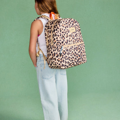 Kane Kids Double Pocket Backpack Recycled Poly Canvas Leopard | State Bags Everyday