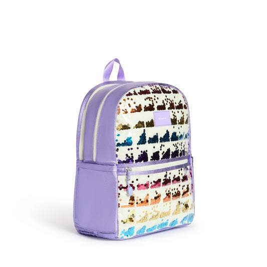 Kane Kids Double Pocket Backpack Metallic Lilac Quilted Sequins | State Bags Essential